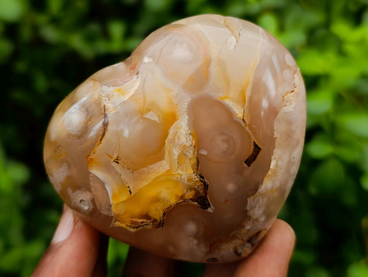 Polished Flower Agate Hearts x 7 From Antsahalova, Madagascar - Toprock Gemstones and Minerals 