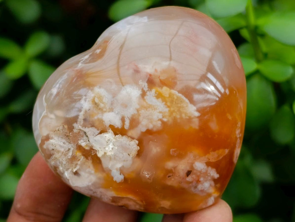 Polished Flower Agate Hearts x 7 From Antsahalova, Madagascar - Toprock Gemstones and Minerals 
