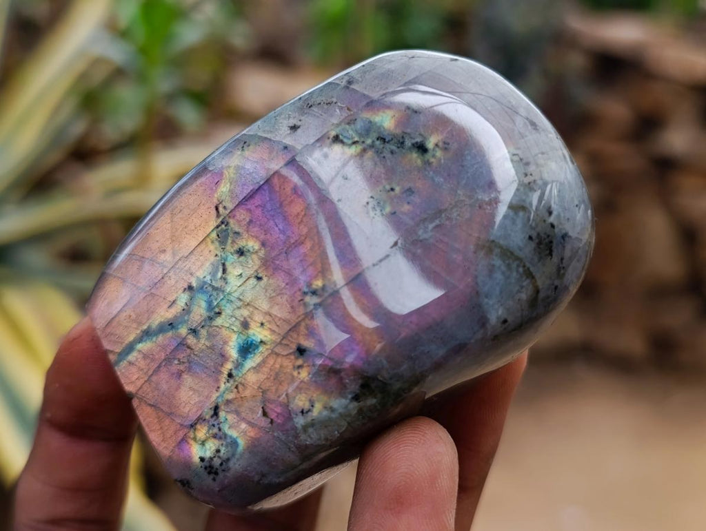 Polished Rare Purple Sunset Flash Labradorite Standing Free Forms x 12 From Madagascar - Toprock Gemstones and Minerals 
