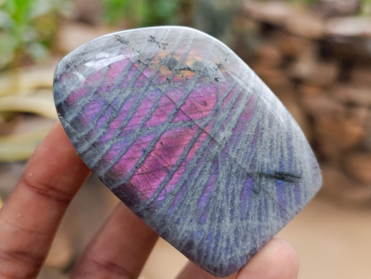 Polished Rare Purple Sunset Flash Labradorite Standing Free Forms x 12 From Madagascar - Toprock Gemstones and Minerals 