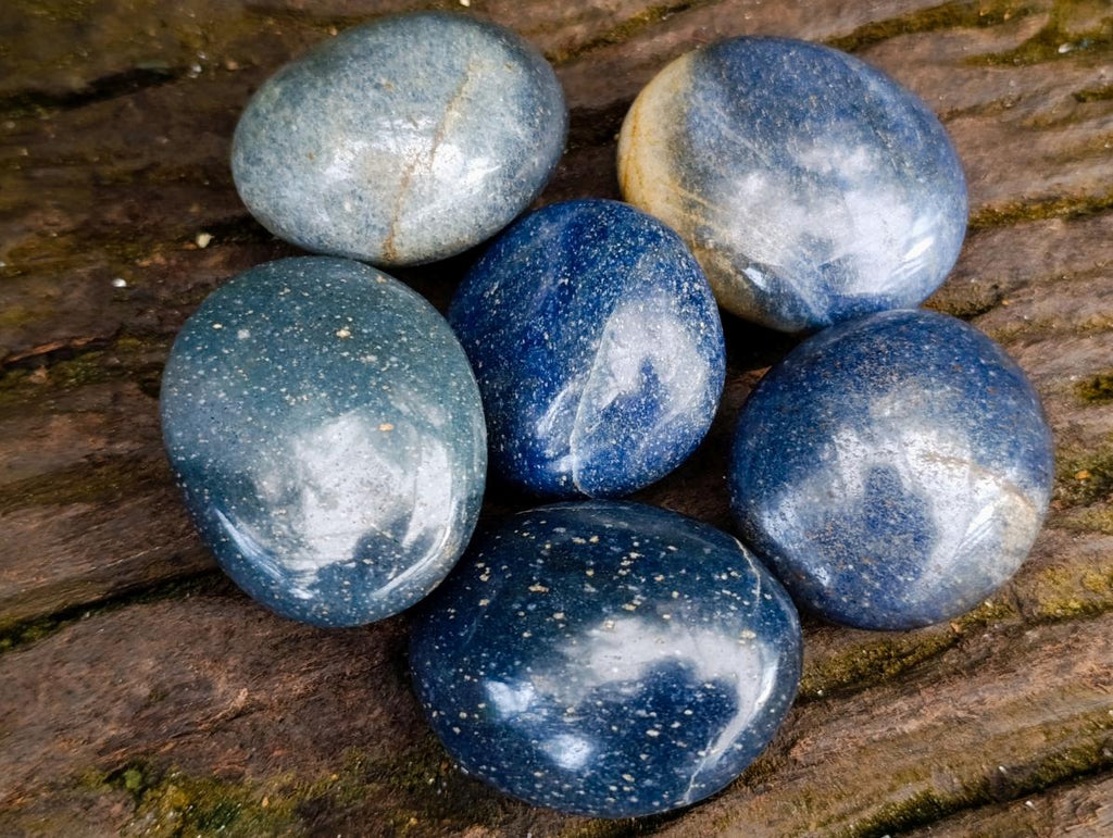 Polished Lazulite Galets x 24 From Madagascar - Toprock Gemstones and Minerals 