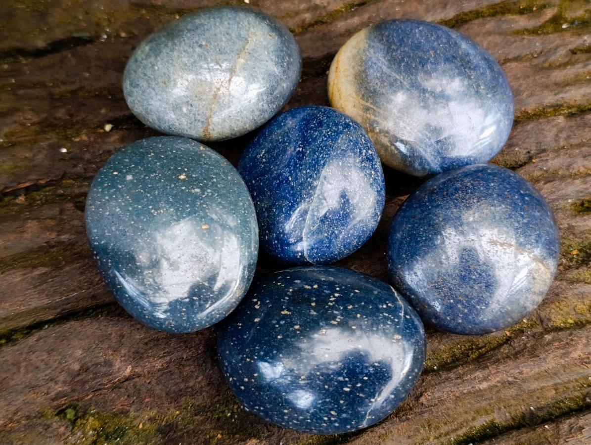 Polished Lazulite Galets x 24 From Madagascar - Toprock Gemstones and Minerals 