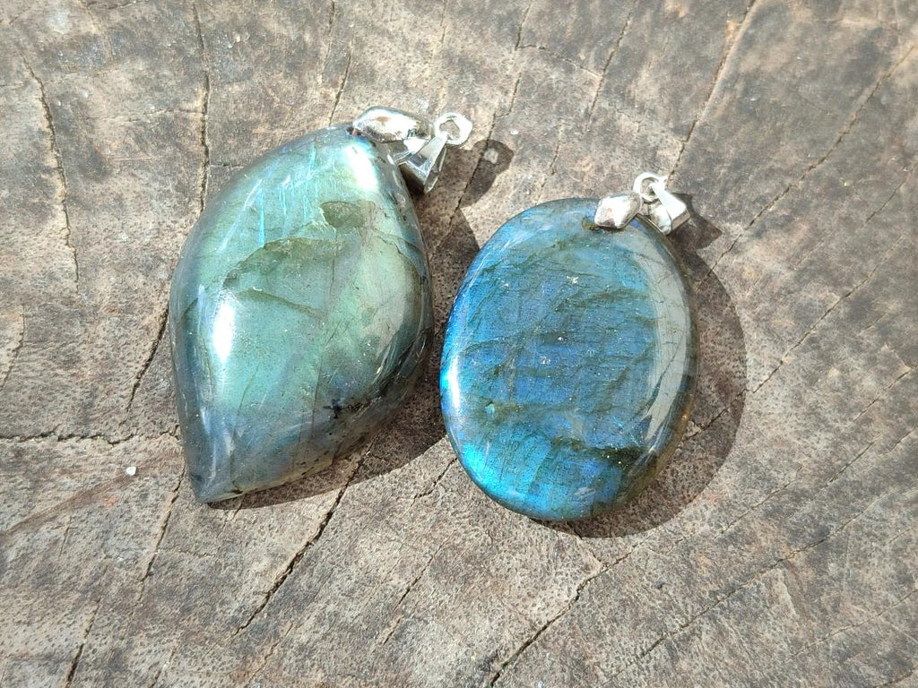 Polished Labradorite Pendants x 12 From Madagascar - Toprock Gemstones and Minerals 