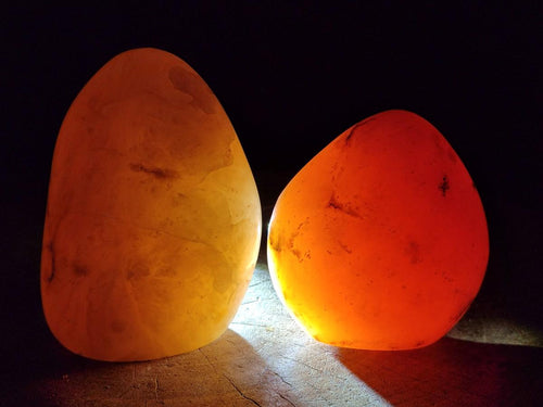 Polished Orange Twist Calcite Standing Free Forms x 2 From Maevantanana, Madagascar - Toprock Gemstones and Minerals 