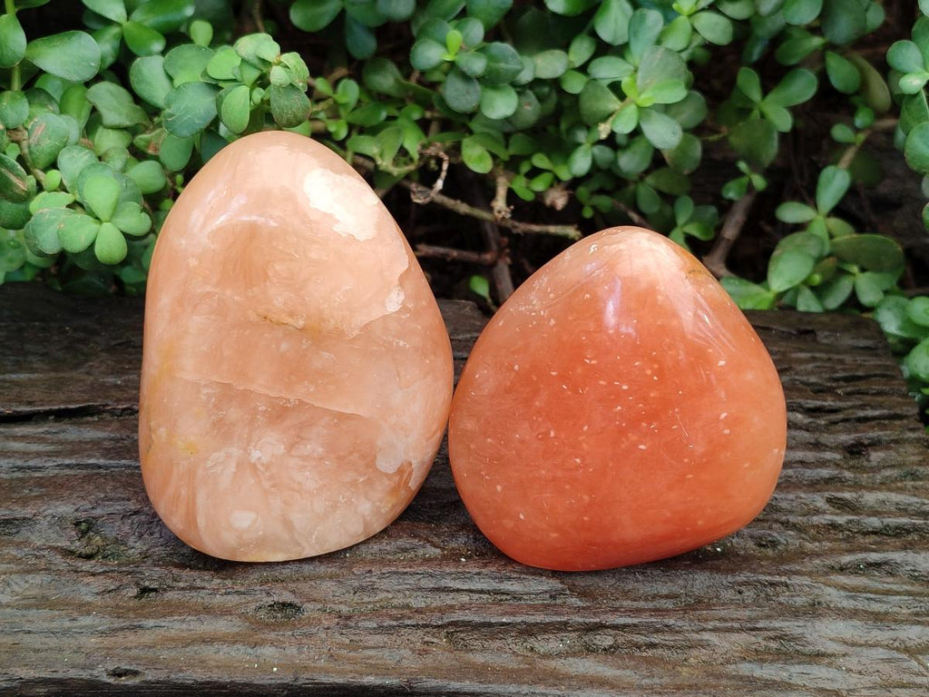 Polished Orange Twist Calcite Standing Free Forms x 2 From Maevantanana, Madagascar - Toprock Gemstones and Minerals 