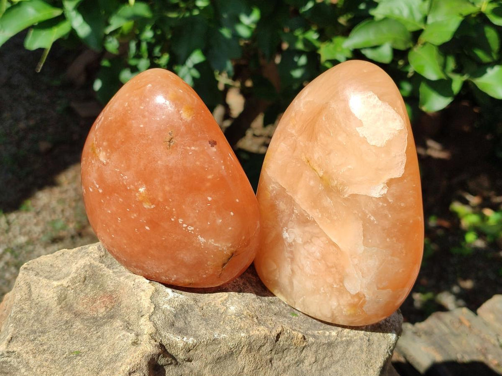 Polished Orange Twist Calcite Standing Free Forms x 2 From Maevantanana, Madagascar - Toprock Gemstones and Minerals 