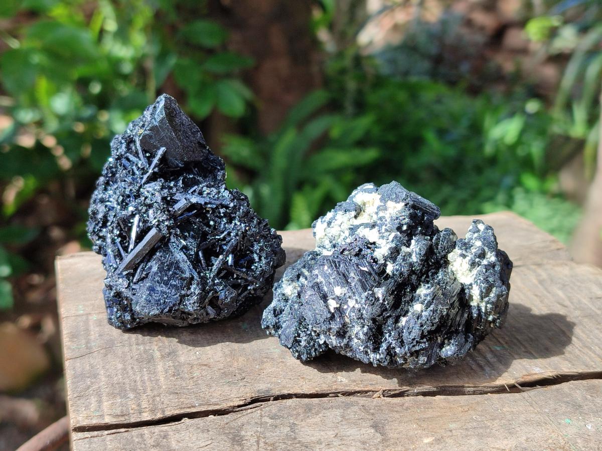 Natural Schorl Black Tourmaline with Muscovite Mica Specimens x 6 From Erongo, Namibia - Toprock Gemstones and Minerals 