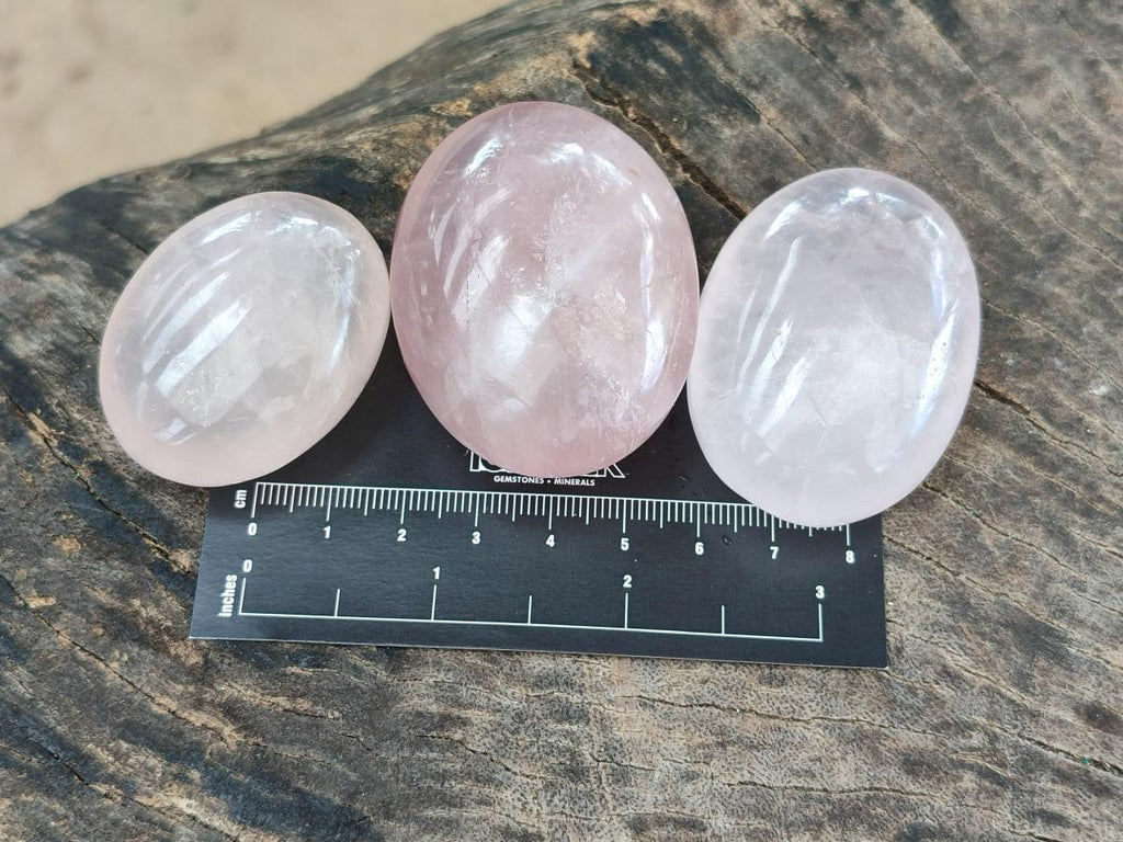 Polished Gemmy Rose Quartz Palm Stones x 20 From Madagascar - Toprock Gemstones and Minerals 