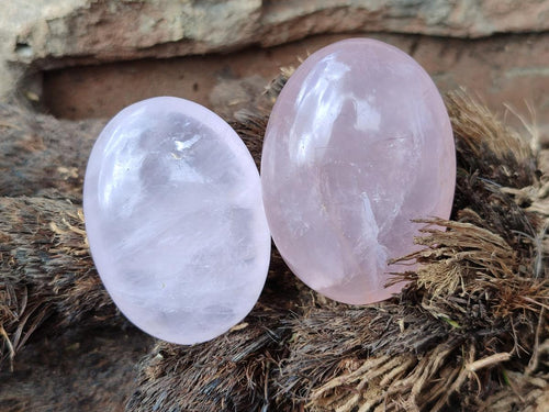 Polished Gemmy Rose Quartz Palm Stones x 20 From Madagascar - Toprock Gemstones and Minerals 