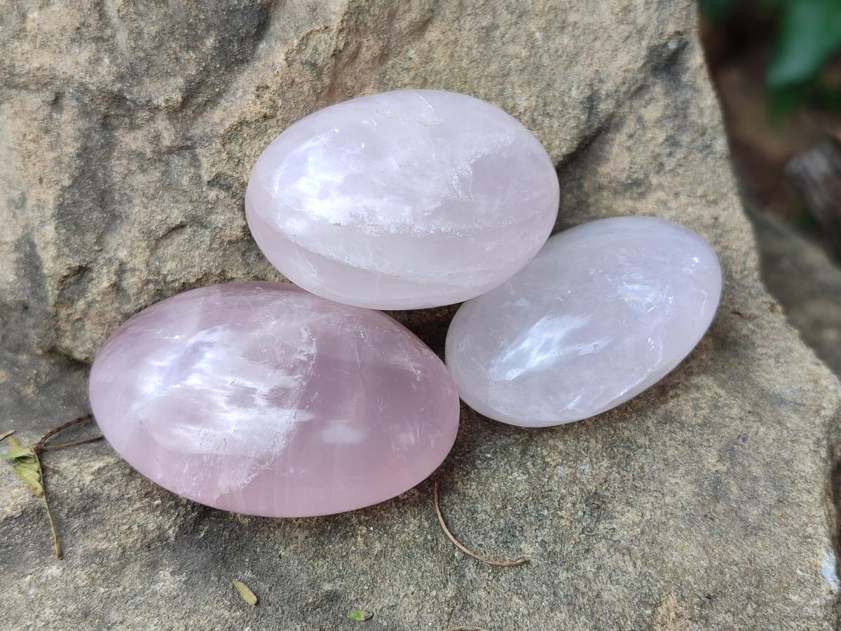 Polished Gemmy Rose Quartz Palm Stones x 20 From Madagascar - Toprock Gemstones and Minerals 