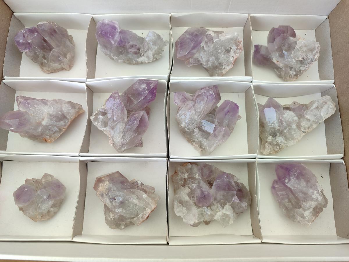 Natural Small Jacaranda Amethyst Clusters x 12 From Mumbwa, Zambia - Toprock Gemstones and Minerals 