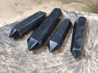 Polished Double Terminated Black Basalt Crystals x 4 From Madagascar - Toprock Gemstones and Minerals 