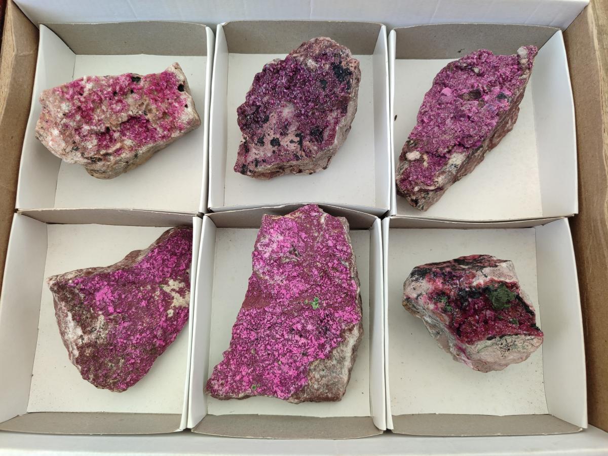 Natural Salrose Cobaltoan Dolomite Specimens x 6 From Kakanda, Congo - Toprock Gemstones and Minerals 