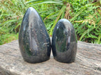 Polished Black Tourmaline Standing Free Forms x 2 From Madagascar - Toprock Gemstones and Minerals 