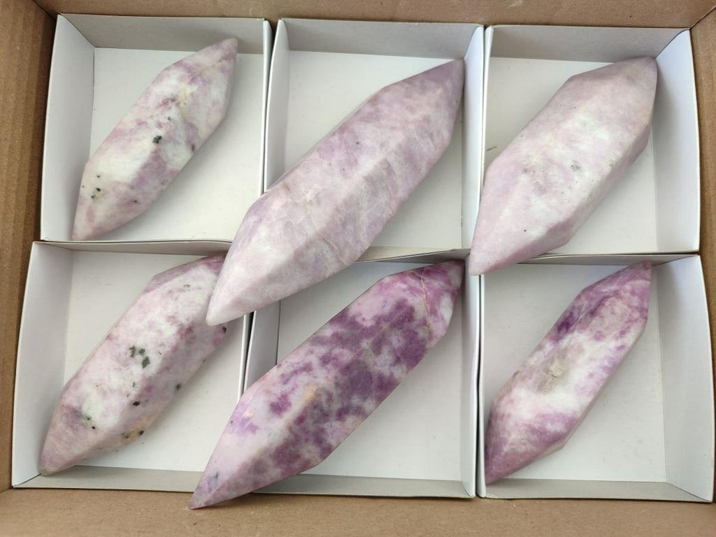 Polished Lepidolite Double Terminated Crystals x 6 From Zimbabwe - Toprock Gemstones and Minerals 