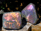 Polished Rare Purple Sunset Flash Labradorite Standing Free Forms x 2 From Madagascar - Toprock Gemstones and Minerals 