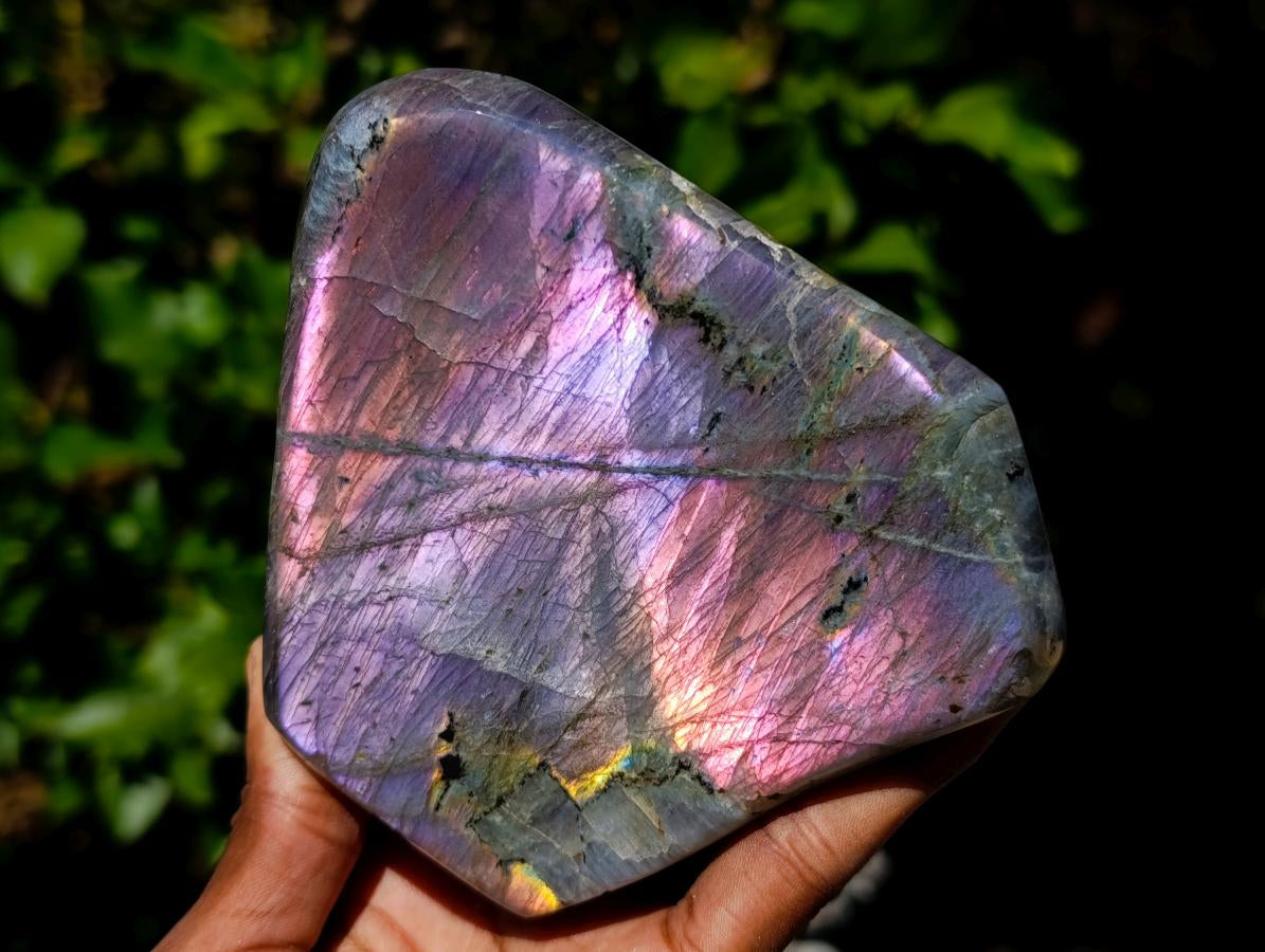 Polished Rare Purple Sunset Flash Labradorite Standing Free Forms x 2 From Madagascar - Toprock Gemstones and Minerals 