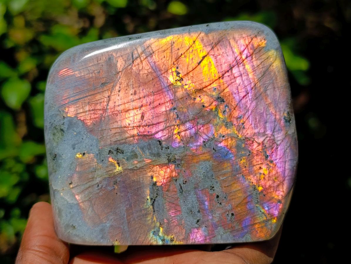 Polished Rare Purple Sunset Flash Labradorite Standing Free Forms x 2 From Madagascar - Toprock Gemstones and Minerals 