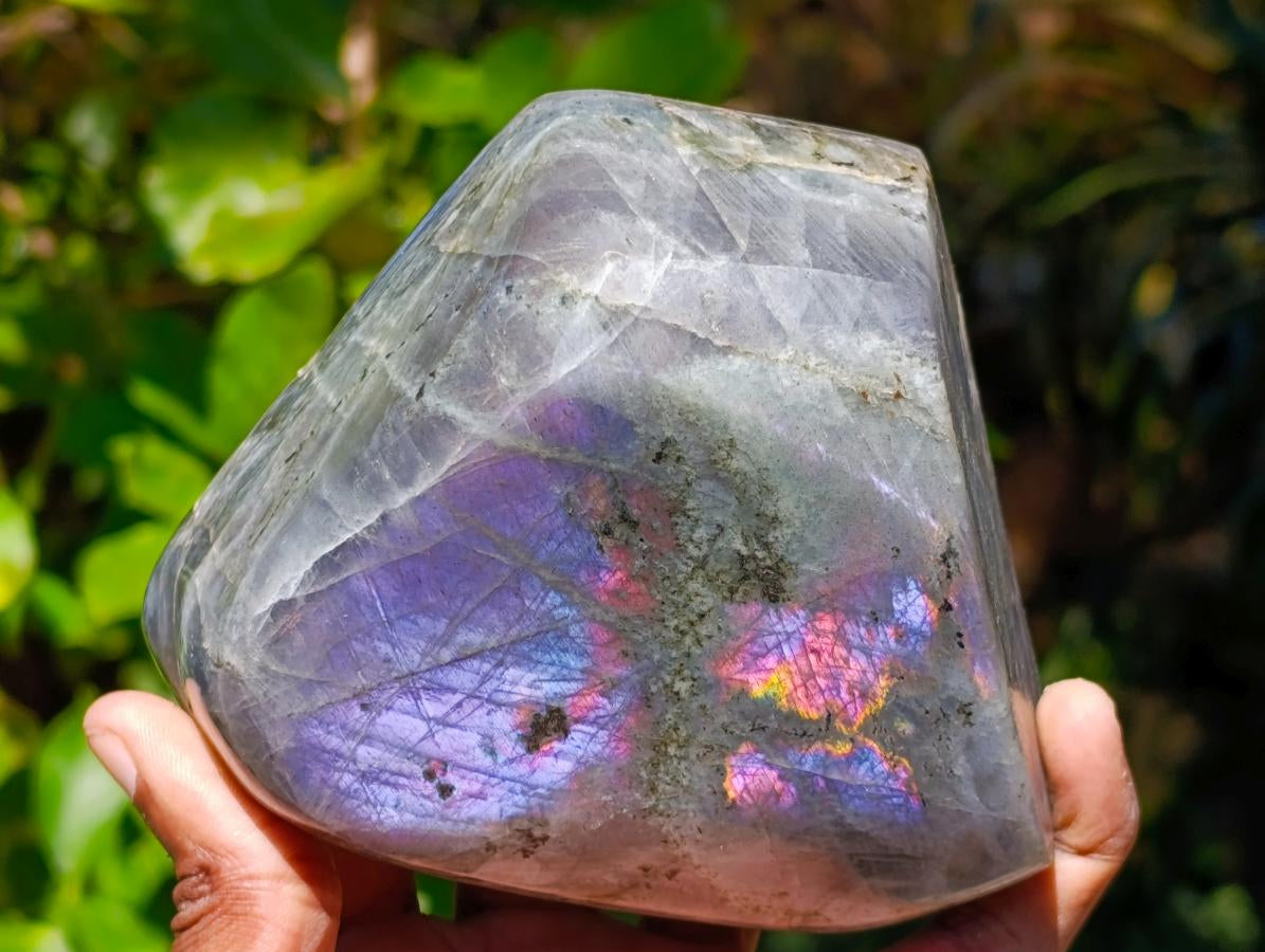 Polished Rare Purple Sunset Flash Labradorite Standing Free Forms x 2 From Madagascar - Toprock Gemstones and Minerals 