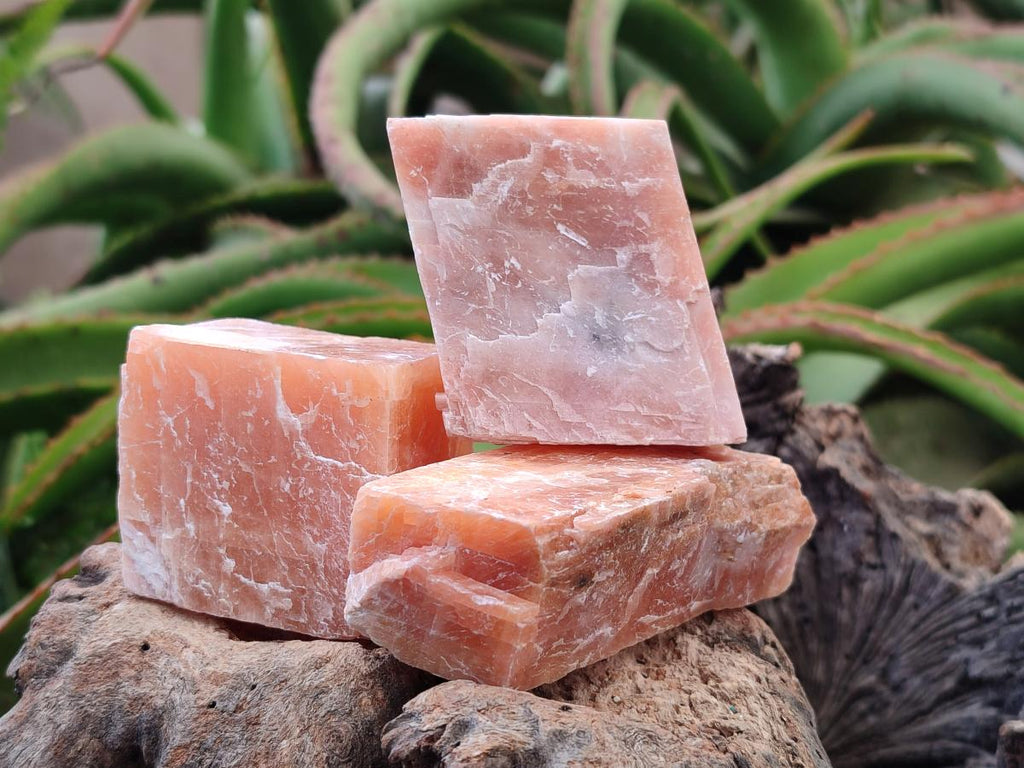 Natural Rhombohedral Sunset Orange Calcite Specimens x 24 From Spitzkop, Namibia - Toprock Gemstones and Minerals 