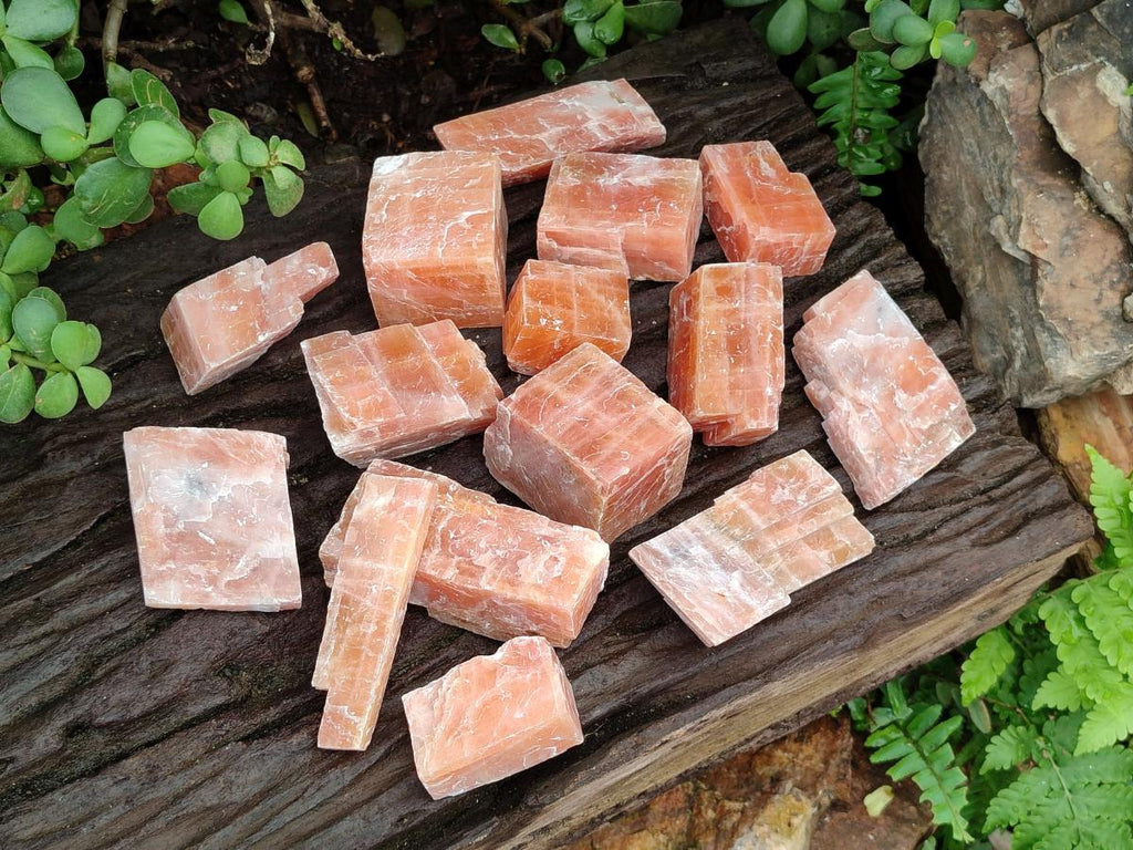 Natural Rhombohedral Sunset Orange Calcite Specimens x 24 From Spitzkop, Namibia - Toprock Gemstones and Minerals 