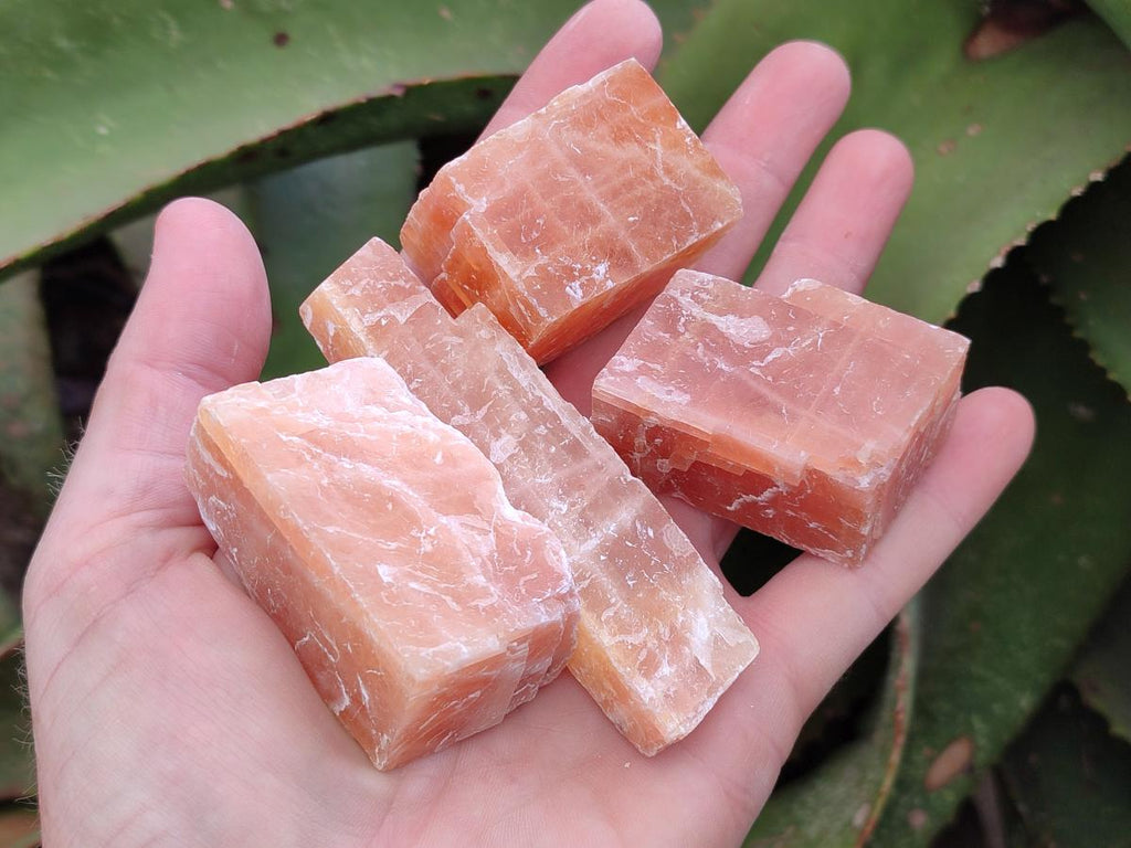 Natural Rhombohedral Sunset Orange Calcite Specimens x 24 From Spitzkop, Namibia - Toprock Gemstones and Minerals 