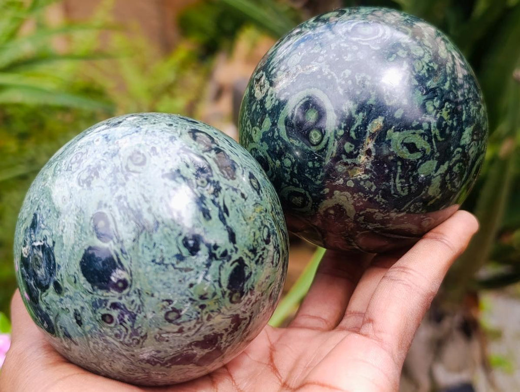 Polished Stromatolite Spheres x 3 From Katsepy, Madagascar - Toprock Gemstones and Minerals 