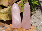 Polished Gemmy Rose Quartz Crystals x 2 From Madagascar - Toprock Gemstones and Minerals 
