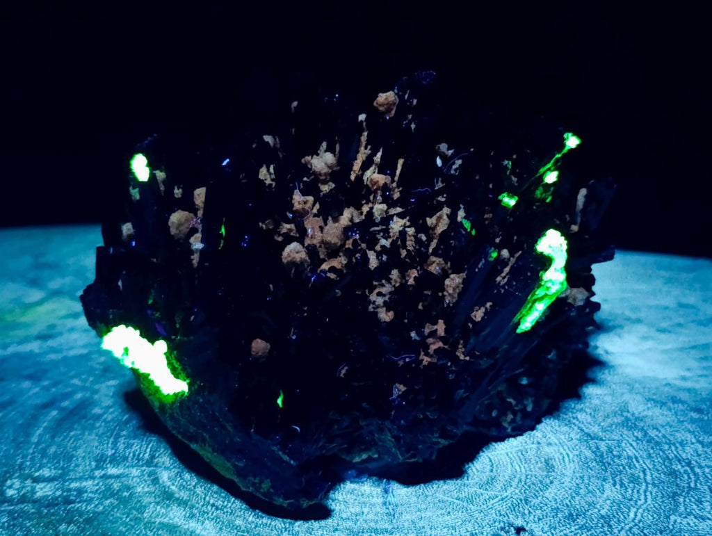 Natural Large Splayed Schorl Black Tourmaline Specimens with Hyalite Opal x 1 From Erongo, Namibia - Toprock Gemstones and Minerals 