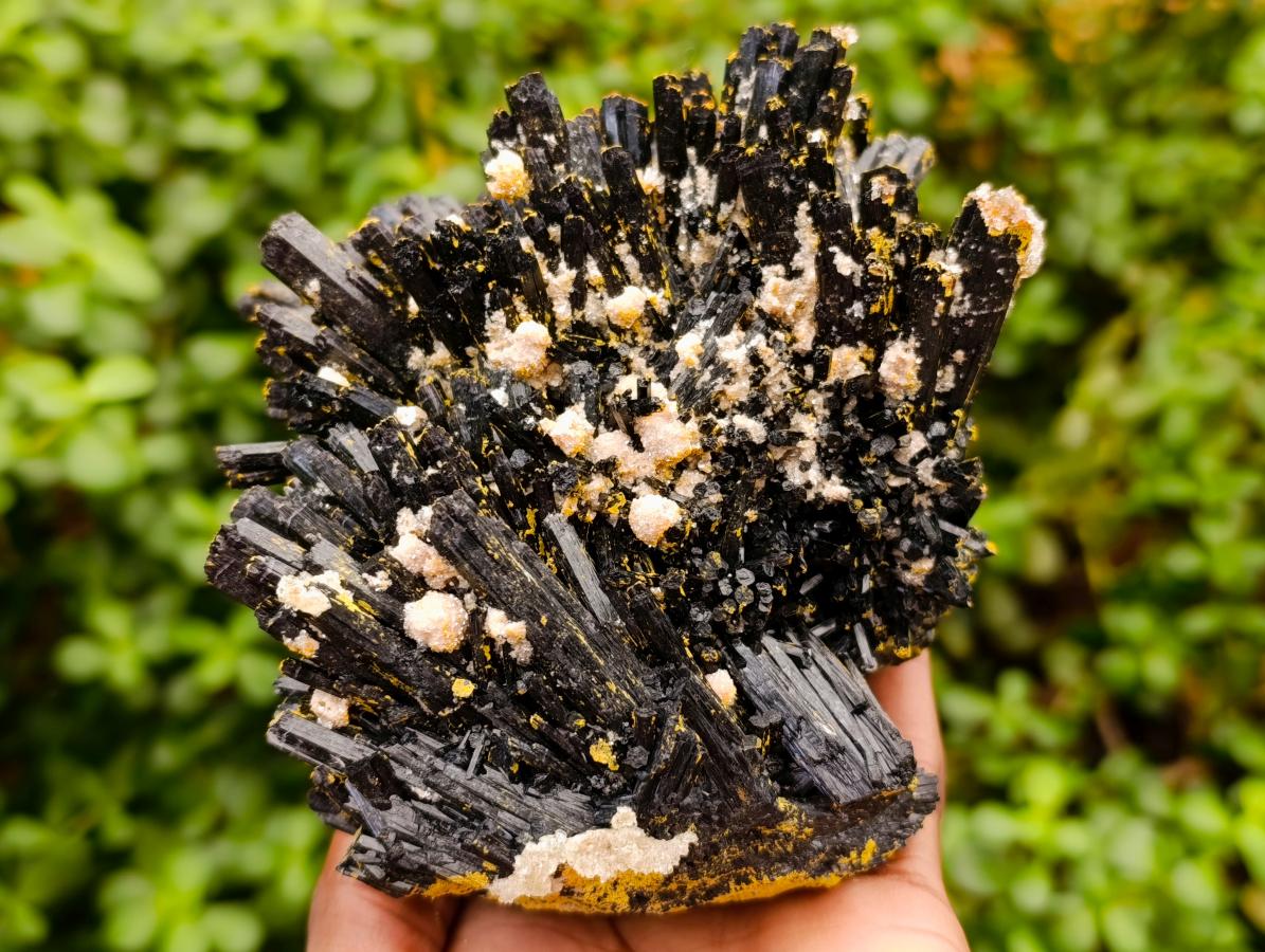 Natural Large Splayed Schorl Black Tourmaline Specimens with Hyalite Opal x 1 From Erongo, Namibia - Toprock Gemstones and Minerals 