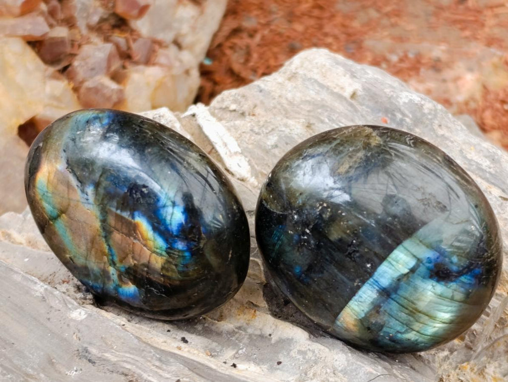 Polished Labradorite Palm Stones x 20 From Madagascar - Toprock Gemstones and Minerals 