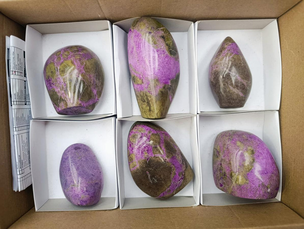 Polished Stichtite Standing Free Forms x 6 From Barberton, South Africa - Toprock Gemstones and Minerals 