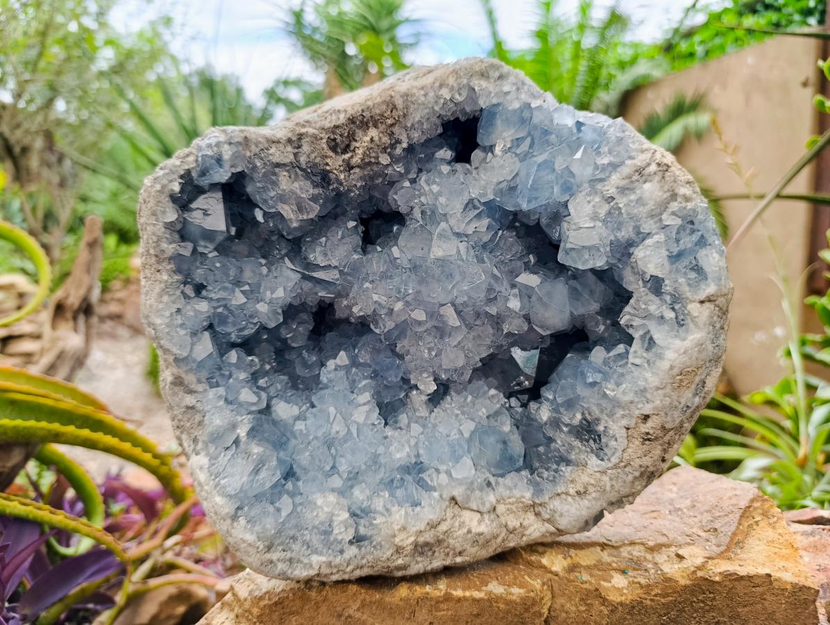 Natural XL Blue Celestite Geode Specimen x 1 From Sakoany, Madagascar - Toprock Gemstones and Minerals 