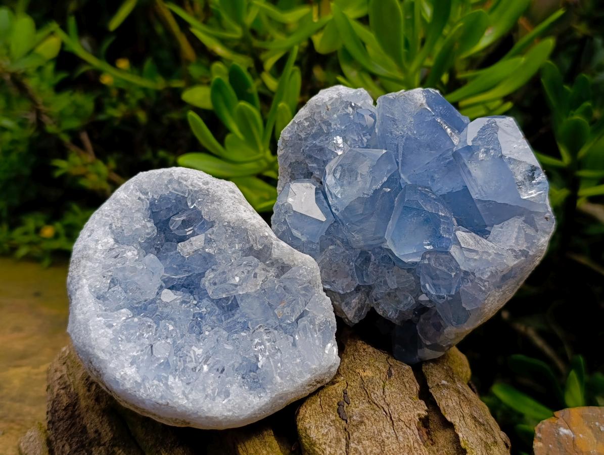 Natural Blue Celestite Specimens x 4 From Sakoany, Madagascar - Toprock Gemstones and Minerals 