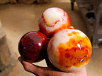 Polished Carnelian Agate Gemstone Spheres x 3 From Madagascar - Toprock Gemstones and Minerals 