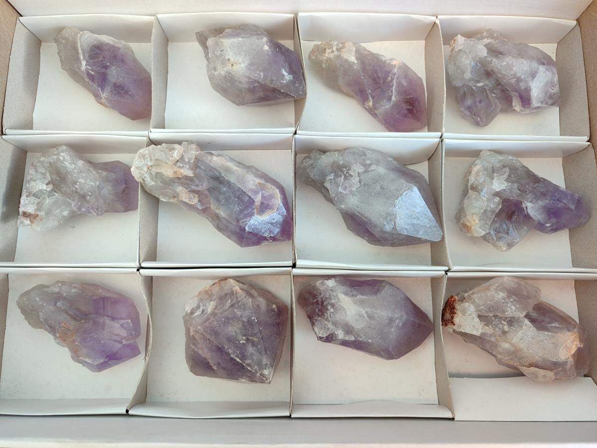Natural Jacaranda Amethyst Single Crystals x 12 From Mumbwa, Zambia - Toprock Gemstones and Minerals 