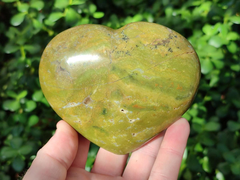 Polished Green Opal Hearts x 6 From Betroka, Madagascar - Toprock Gemstones and Minerals 