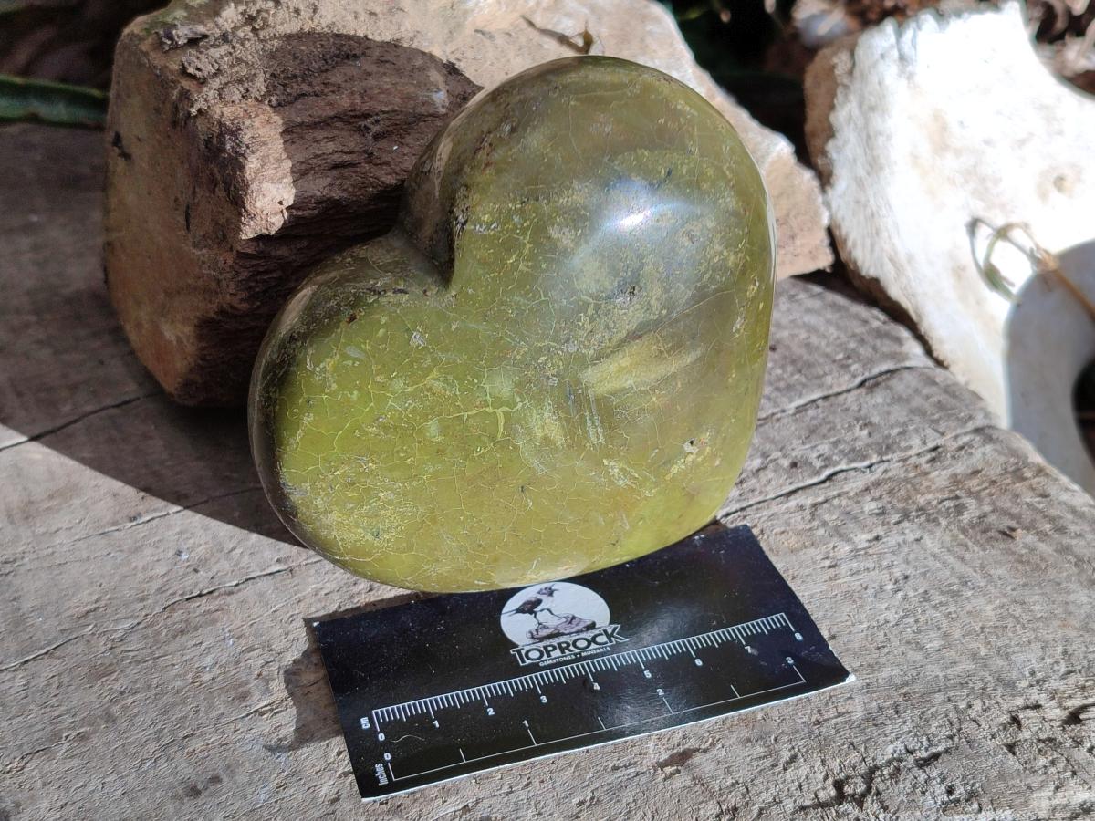 Polished Green Opal Hearts x 6 From Betroka, Madagascar - Toprock Gemstones and Minerals 
