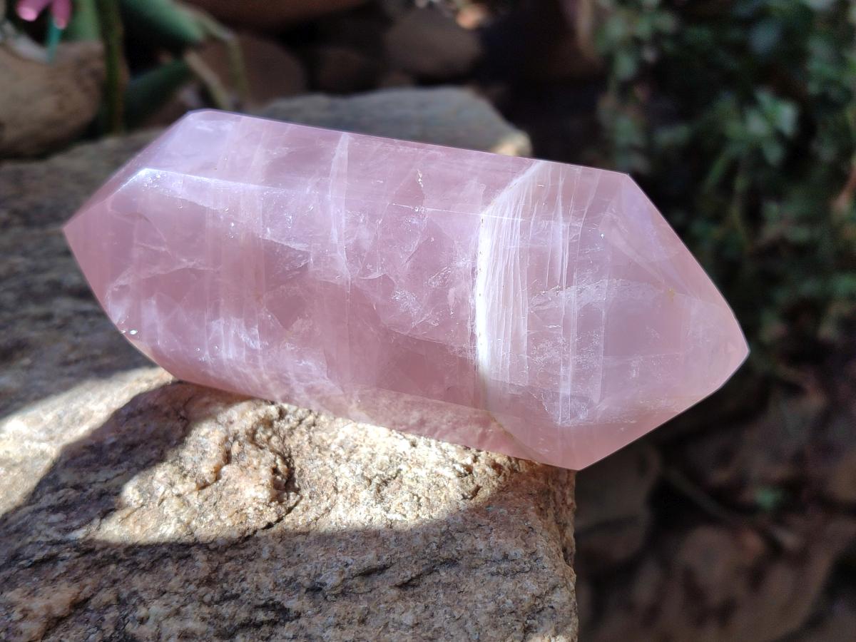 Polished Double Terminated Gemmy Rose Quartz Crystals x 6 From Madagascar - Toprock Gemstones and Minerals 