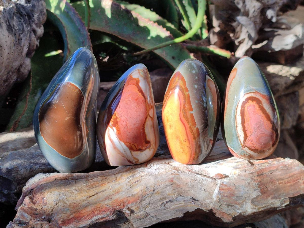 Polished Polychrome Jasper Standing Free Forms x 4 From NW Coast, Madagascar - Toprock Gemstones and Minerals 