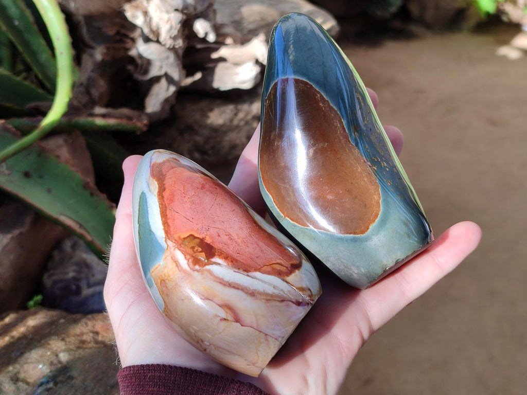 Polished Polychrome Jasper Standing Free Forms x 4 From NW Coast, Madagascar - Toprock Gemstones and Minerals 