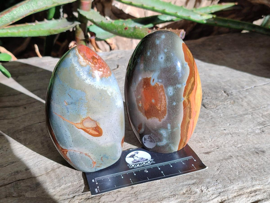 Polished Polychrome Jasper Standing Free Forms x 4 From NW Coast, Madagascar - Toprock Gemstones and Minerals 
