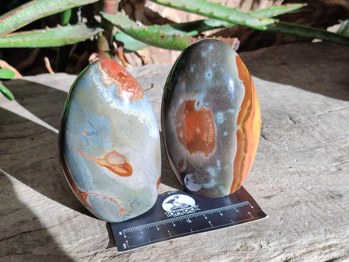 Polished Polychrome Jasper Standing Free Forms x 4 From NW Coast, Madagascar - Toprock Gemstones and Minerals 