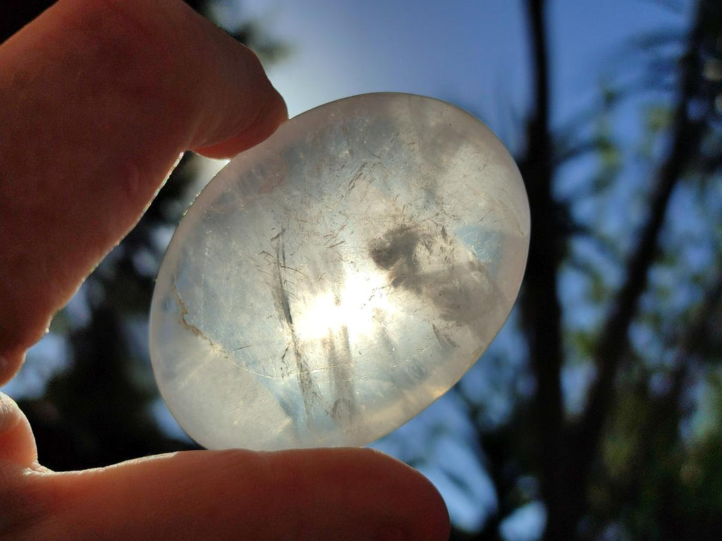 Polished Girasol Pearl Quartz Palm Stones x 12 From Ambatondrazaka, Madagascar - Toprock Gemstones and Minerals 