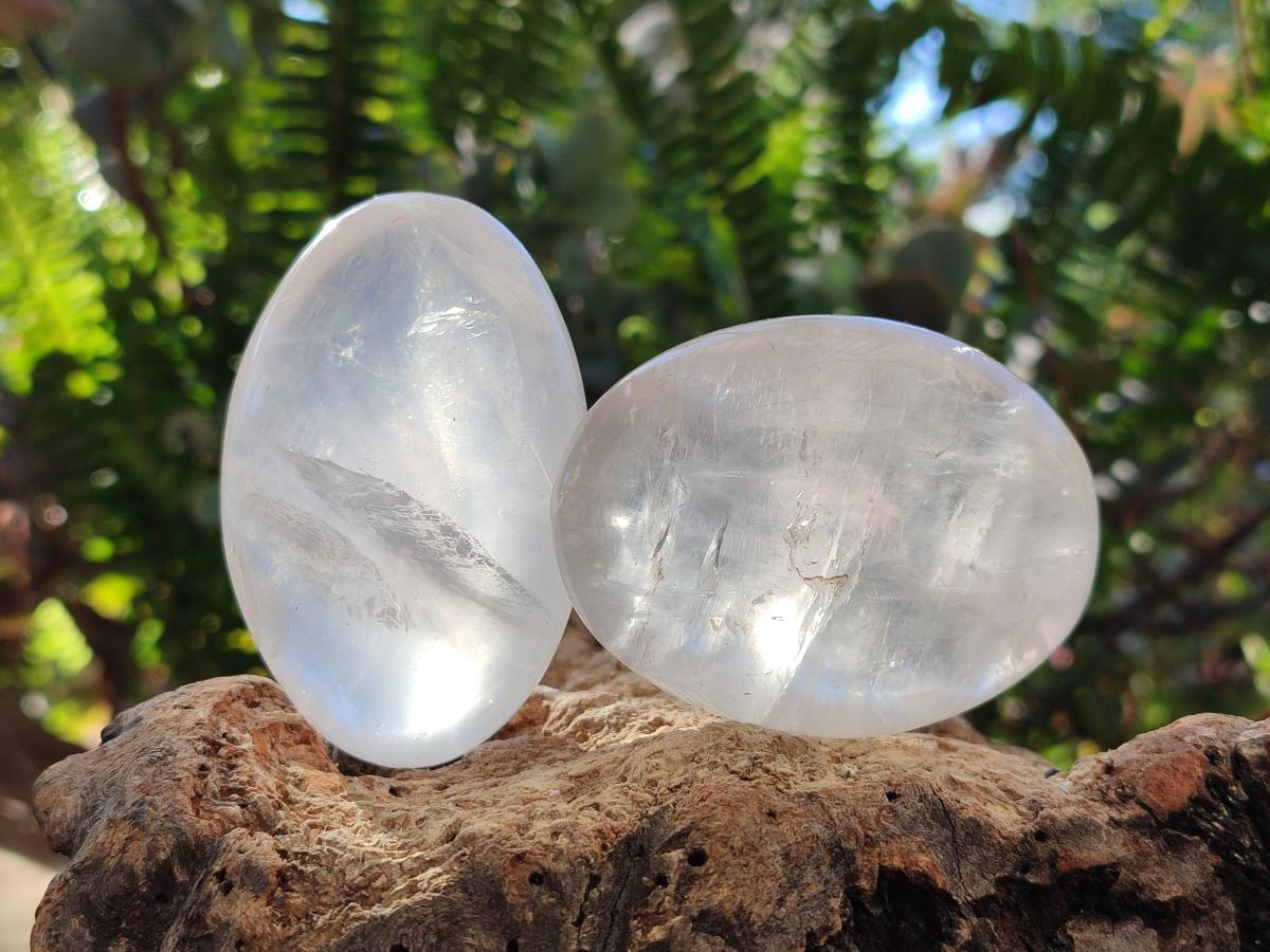 Polished Girasol Pearl Quartz Palm Stones x 12 From Ambatondrazaka, Madagascar - Toprock Gemstones and Minerals 