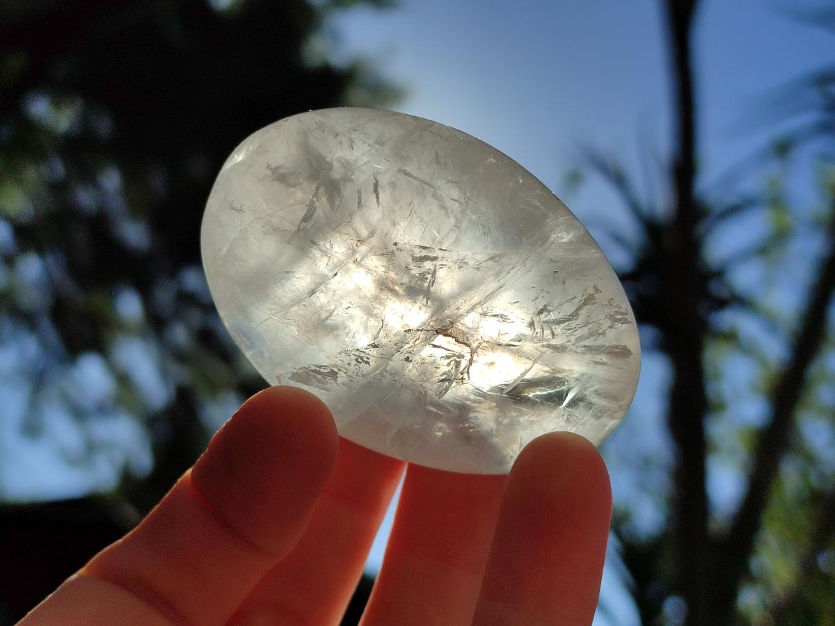 Polished Girasol Pearl Quartz Palm Stones x 12 From Ambatondrazaka, Madagascar - Toprock Gemstones and Minerals 