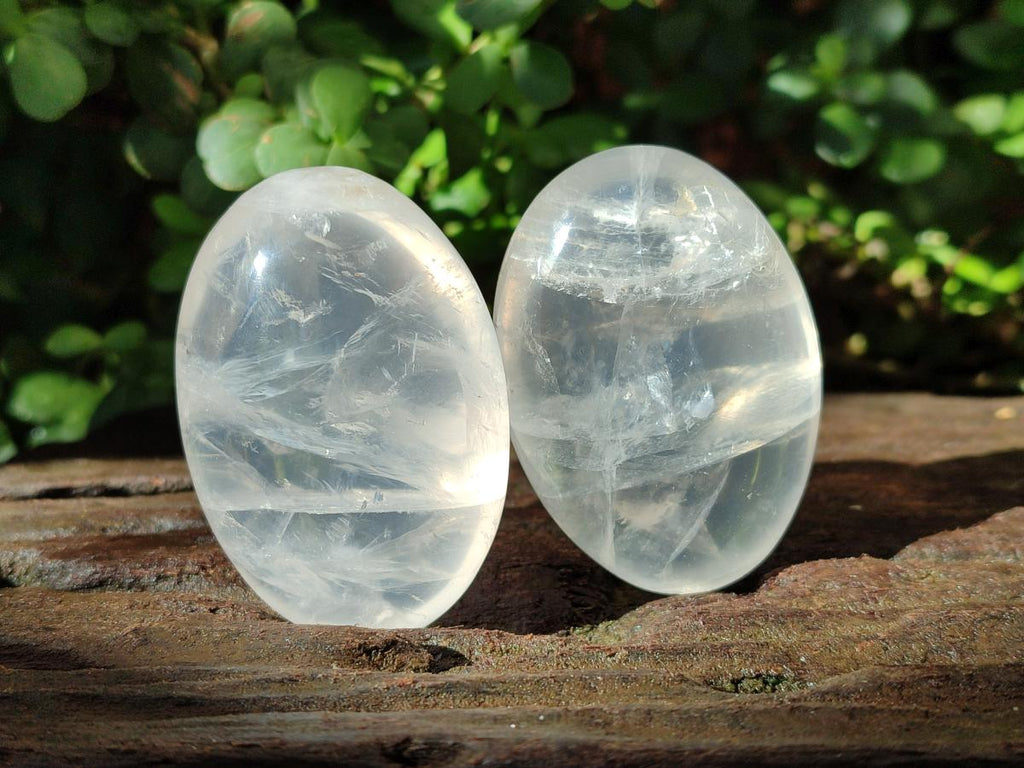Polished Girasol Pearl Quartz Palm Stones x 12 From Ambatondrazaka, Madagascar - Toprock Gemstones and Minerals 