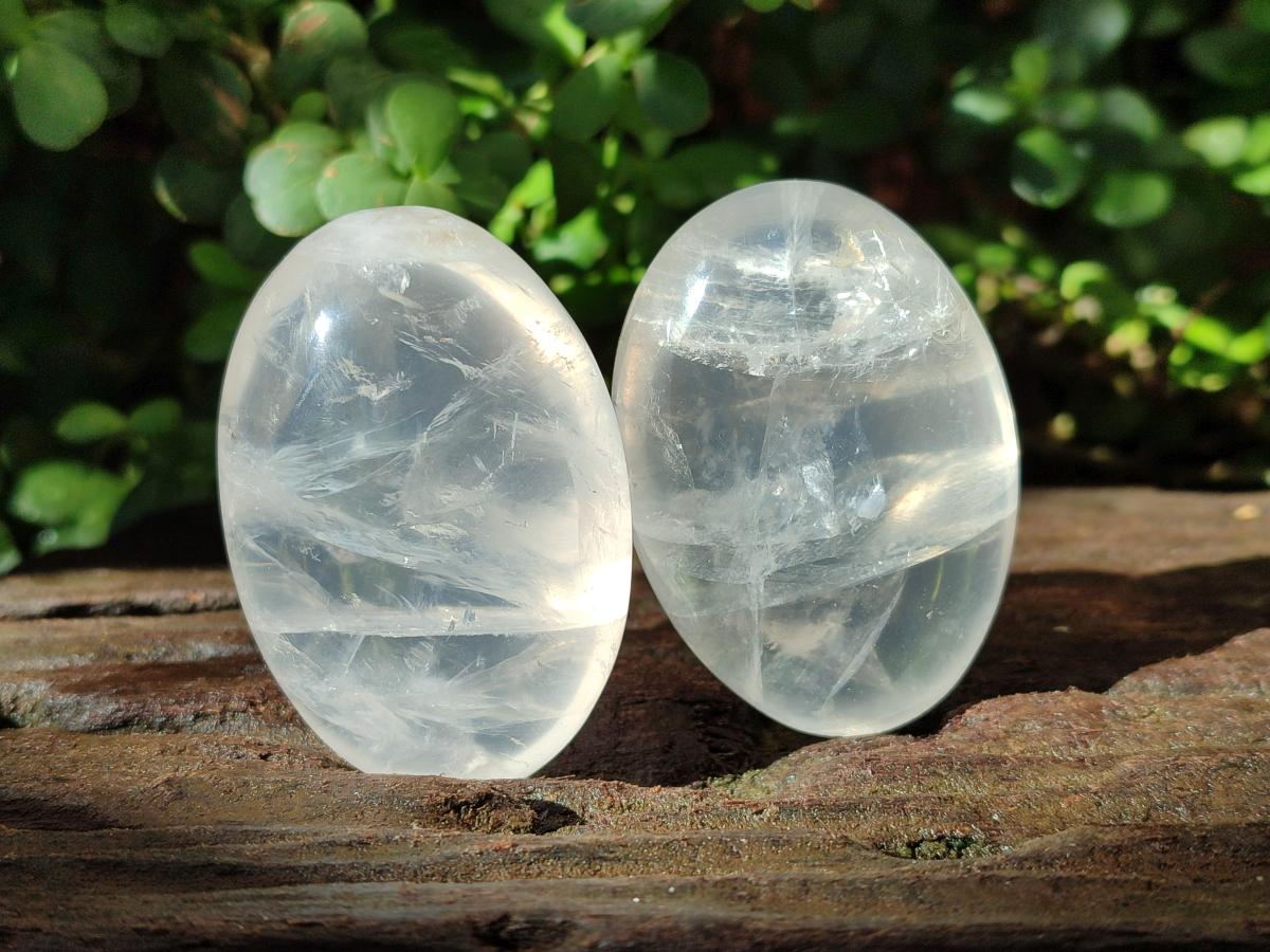 Polished Girasol Pearl Quartz Palm Stones x 12 From Ambatondrazaka, Madagascar - Toprock Gemstones and Minerals 