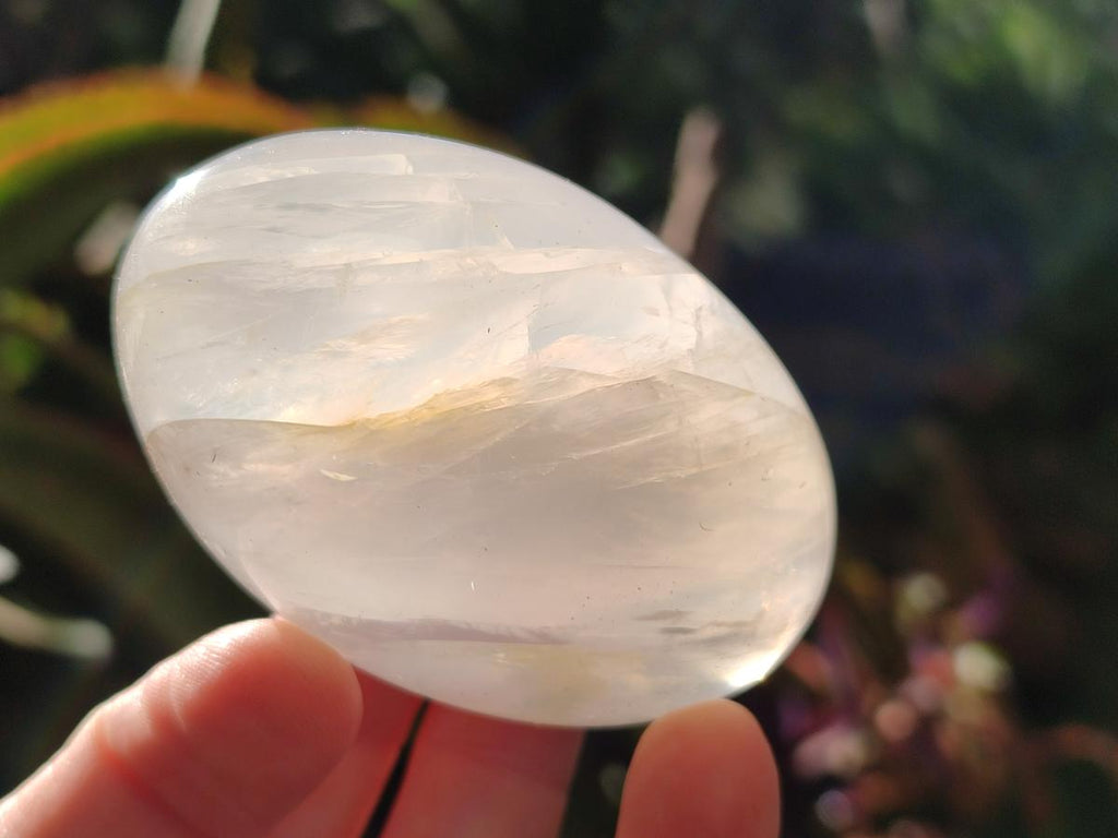Polished Girasol Pearl Quartz Palm Stones x 12 From Ambatondrazaka, Madagascar - Toprock Gemstones and Minerals 