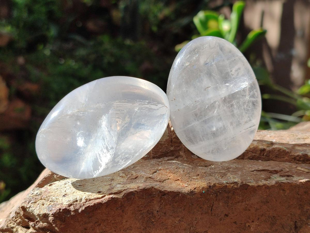 Polished Girasol Pearl Quartz Palm Stones x 12 From Ambatondrazaka, Madagascar - Toprock Gemstones and Minerals 